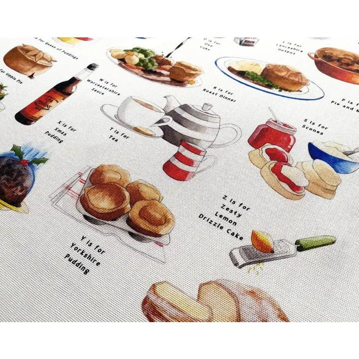 A Very English Alphabet Food & Drink Tea Towel - Ruby's Home Store