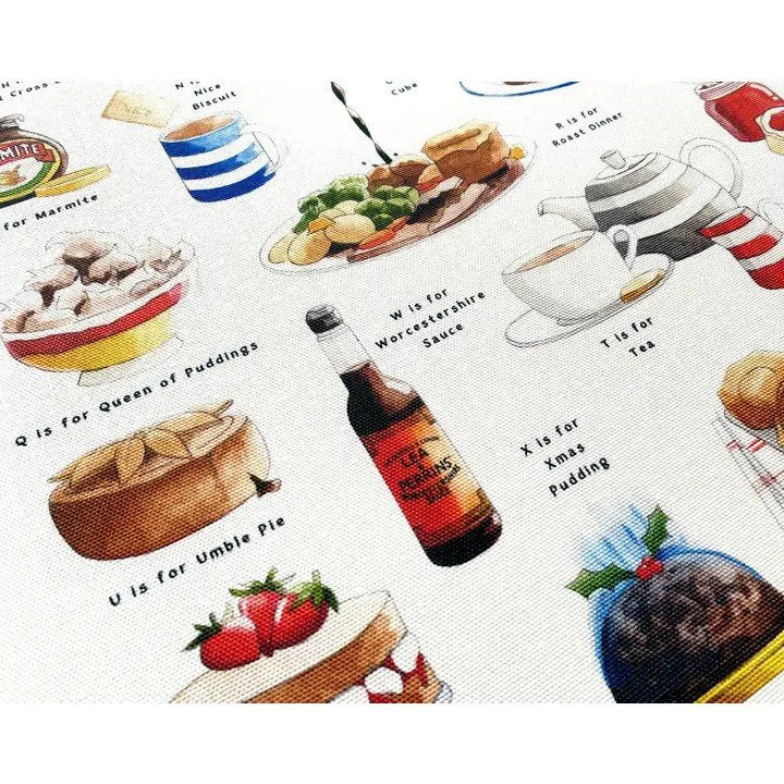 A Very English Alphabet Food & Drink Tea Towel - Ruby's Home Store
