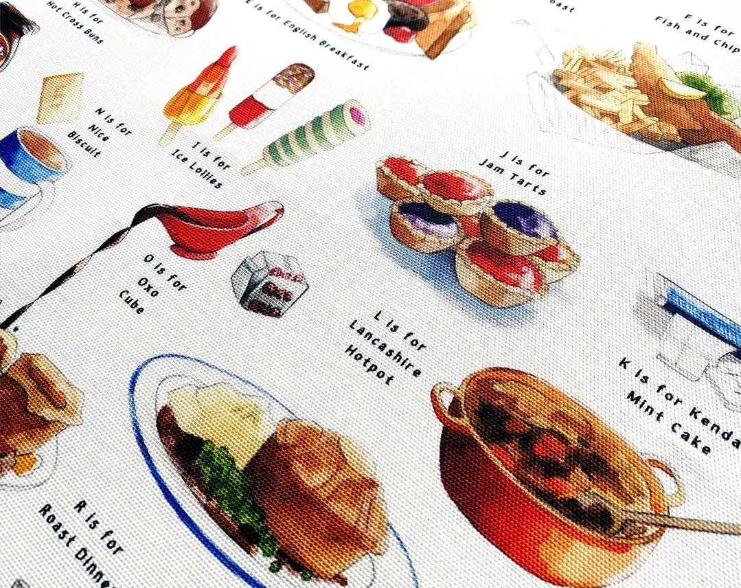 A Very English Alphabet Food & Drink Tea Towel - Ruby's Home Store