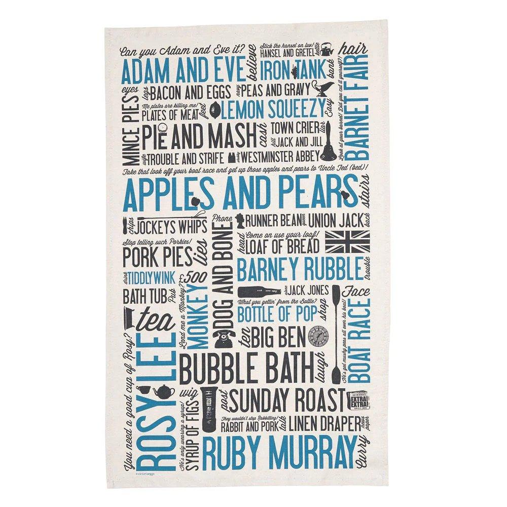 Cockney Rhymning Slang Tea Towel - Victoria Eggs - Ruby's Home Store