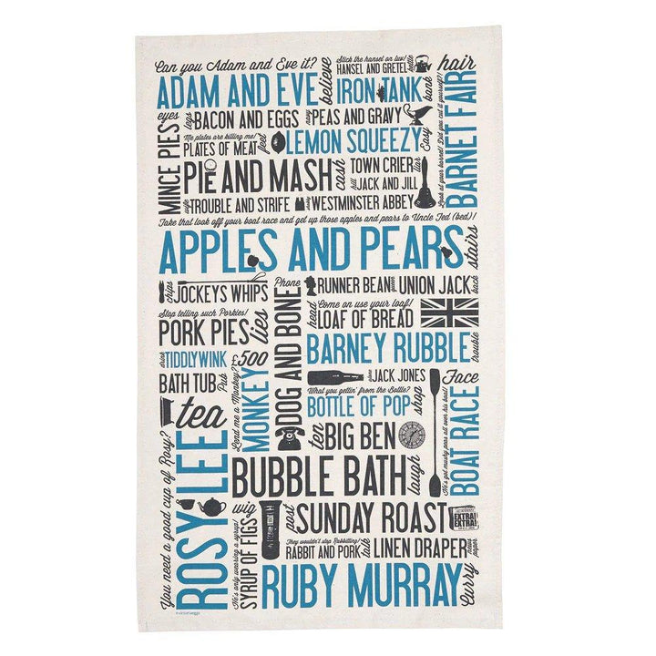 Cockney Rhymning Slang Tea Towel - Victoria Eggs - Ruby's Home Store