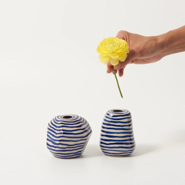 Facet Vase Small Blue Lines - Jones & Co - Ruby's Home Store