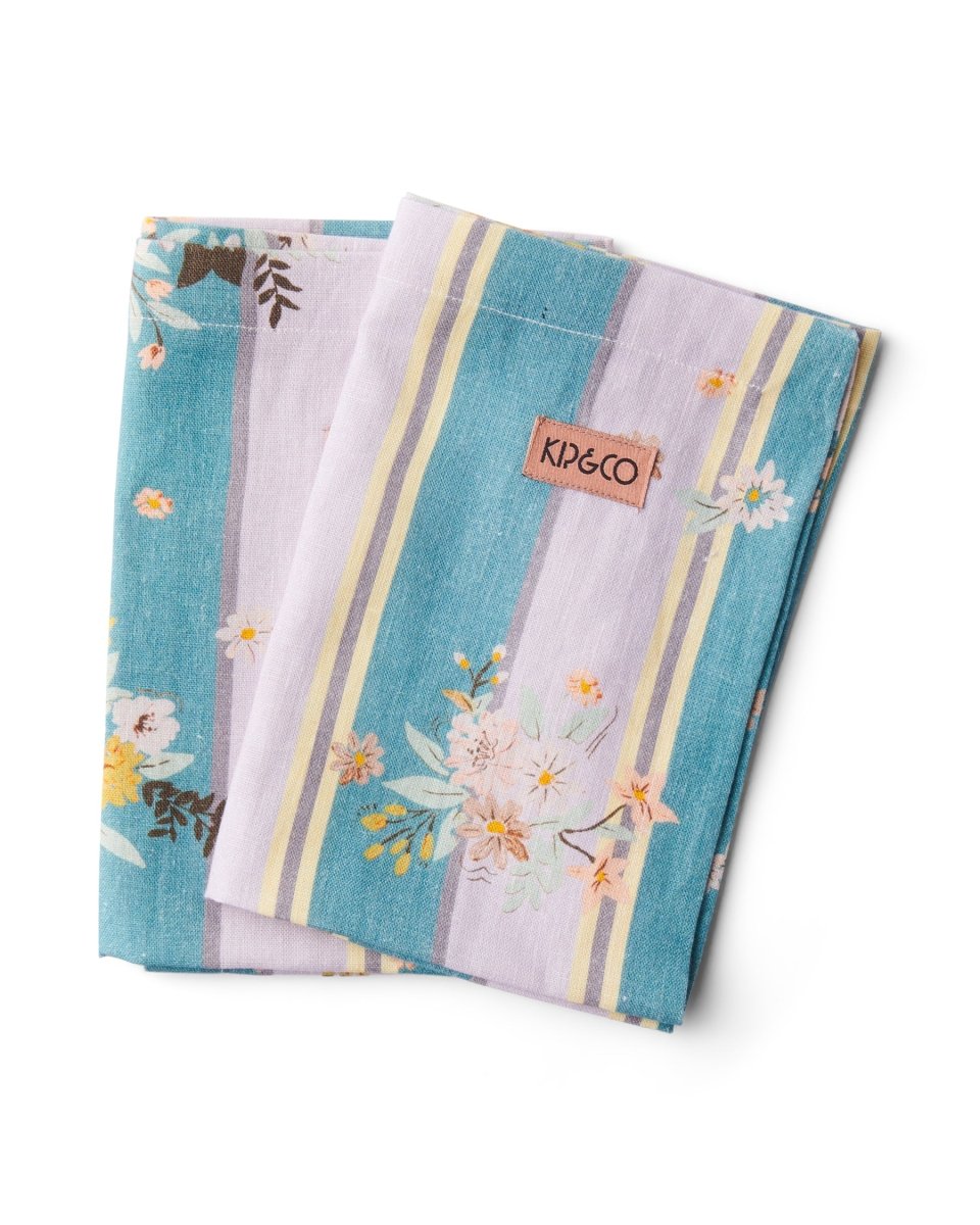 Floral Stripe Linen Napkin Set - Kip & Co lol - Ruby's Home Store