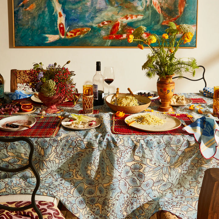 Lucia Linen Table Cloth - Cerulean - Sage x Clare