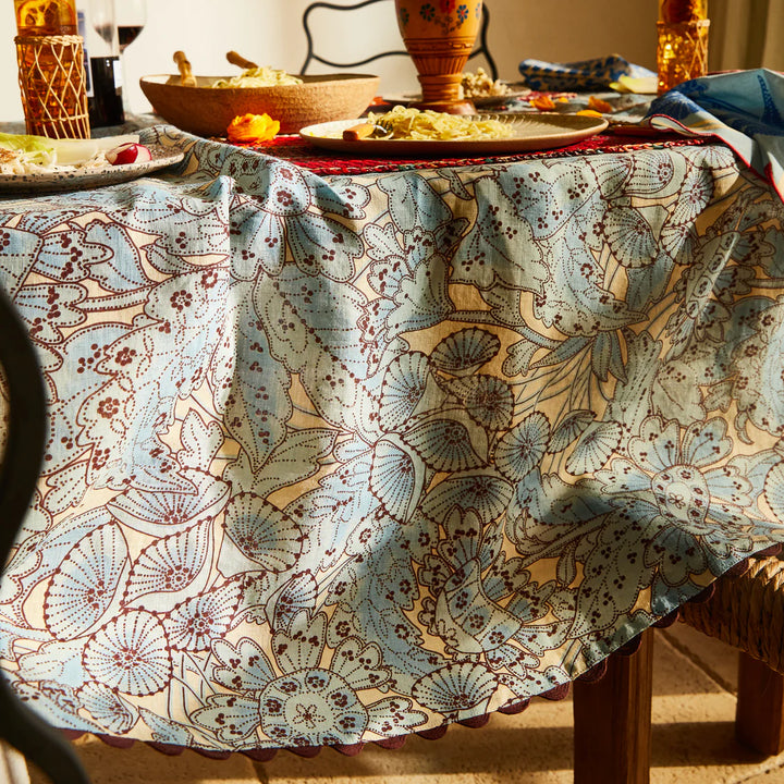 Lucia Linen Table Cloth - Cerulean - Sage x Clare