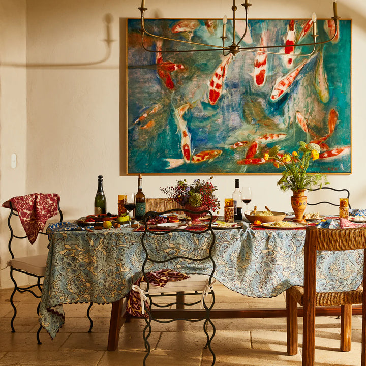 Lucia Linen Table Cloth - Cerulean - Sage x Clare