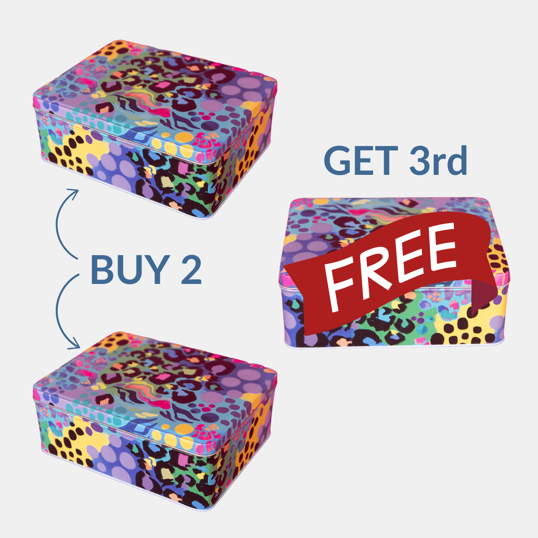 Kasey Rainbow Electric Leopard Biscuit Tin