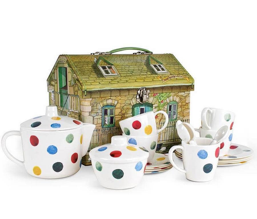 Polka dot emma bridgewater tea set with house box