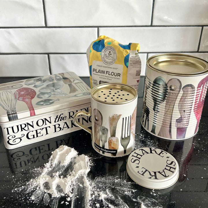 Making and Baking Sugar/Flour Shaker Tin - Black Toast - Emma Bridgewater