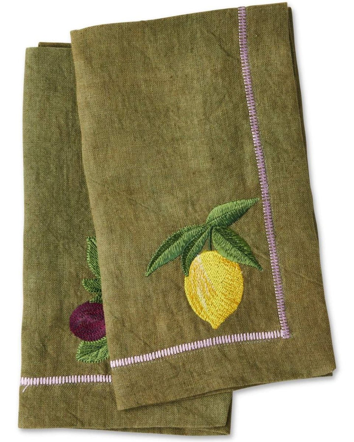 Autumn Fruits Embroidered Linen 4P Napkin Set - Kip & Co - Ruby's Home Store