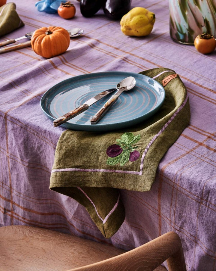 Autumn Fruits Embroidered Linen 4P Napkin Set - Kip & Co - Ruby's Home Store