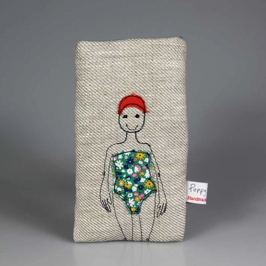 Bather Embroidered Phone/Glasses Case - Poppy Treffry - Ruby's Home Store