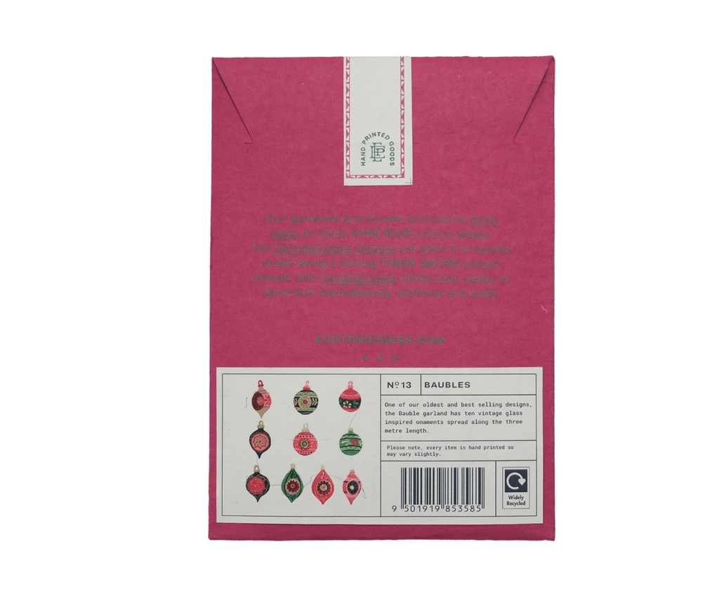 Baubles Sewn Garland - East End Press - Ruby&