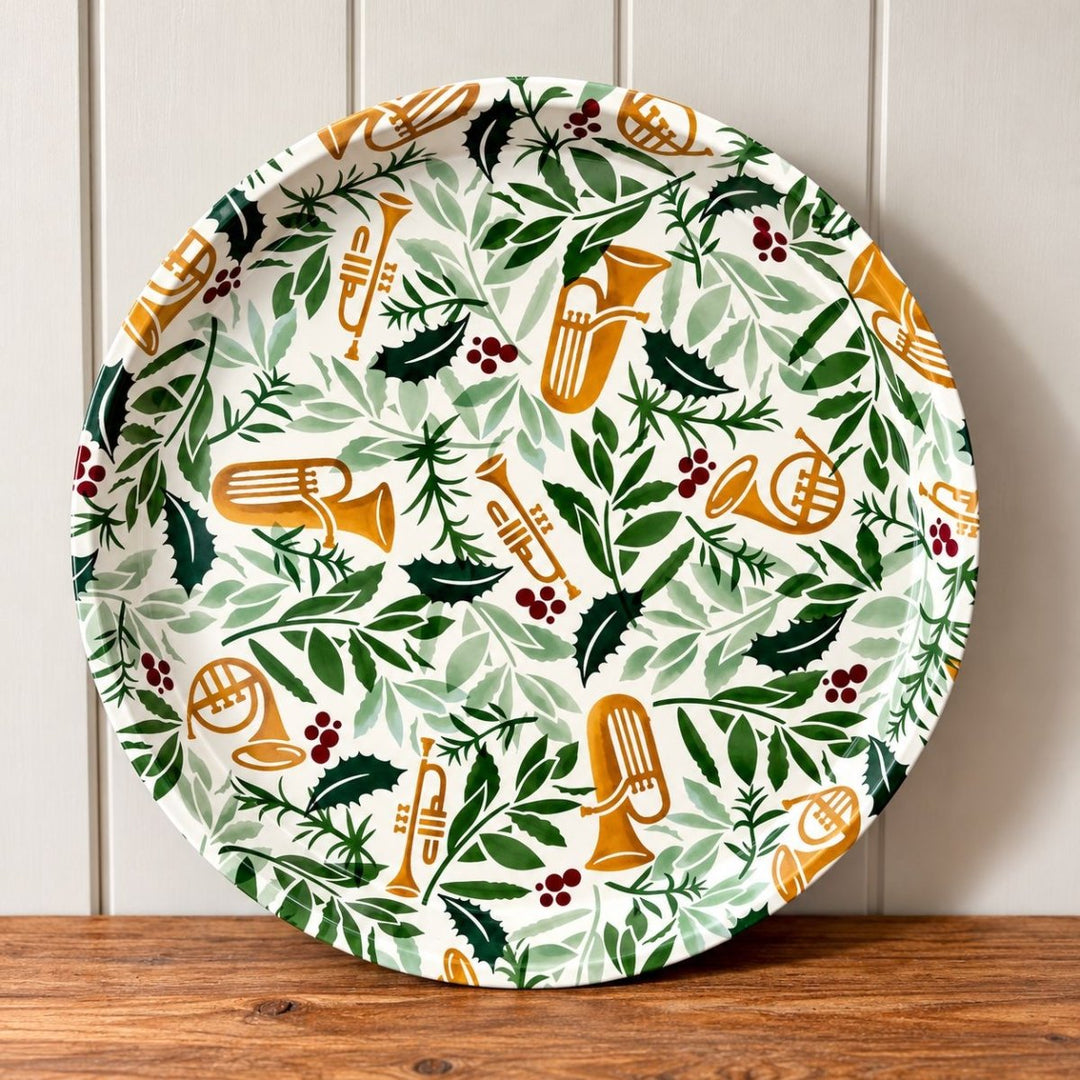 Bring in The Green Christmas Round Tin Tray - Emma Bridgwater - Ruby&