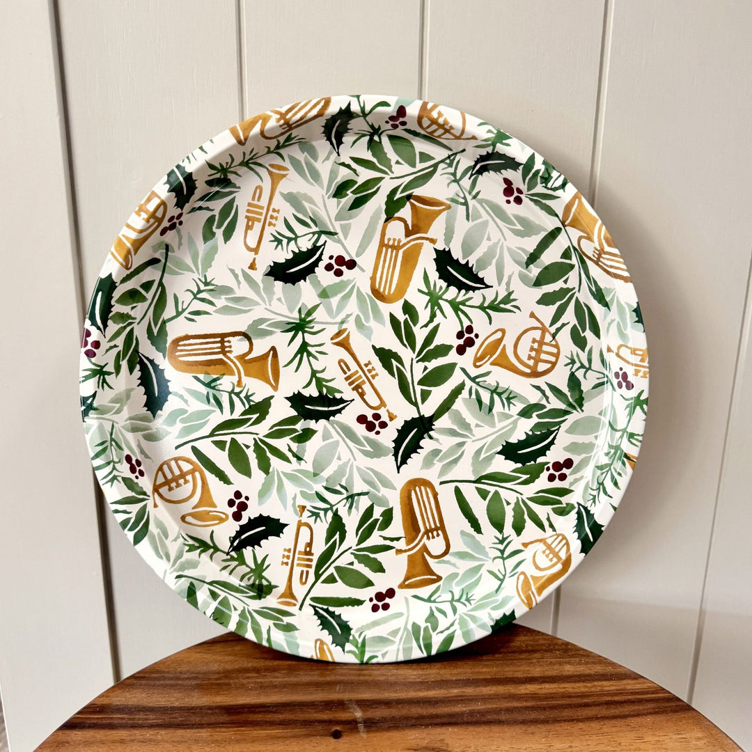 Bring in The Green Christmas Round Tin Tray - Emma Bridgwater