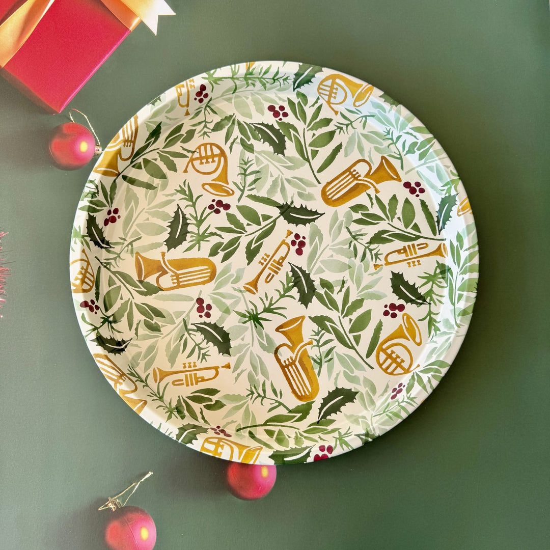 Bring in The Green Christmas Round Tin Tray - Emma Bridgwater