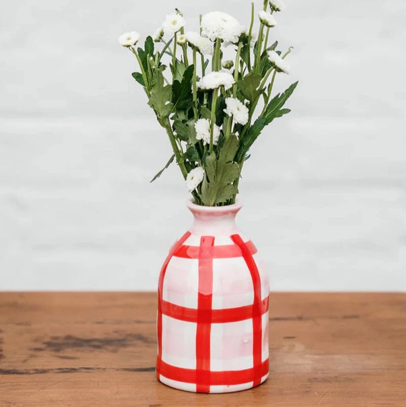 Bud Vase - Pink & Red Gingham - Noss & Co - Ruby's Home Store