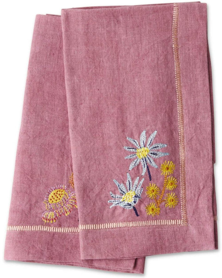 Bush Native Embroidered Linen 4P Napkin Set - Kip & Co - Ruby's Home Store