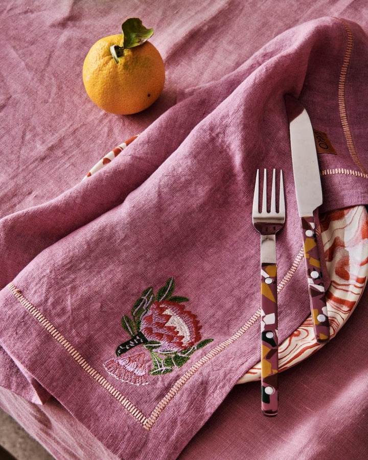 Bush Native Embroidered Linen 4P Napkin Set - Kip & Co - Ruby's Home Store