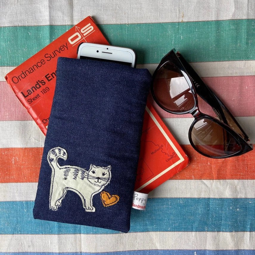 Cat Embroidered Phone/Glasses Case - Poppy Treffry - Ruby's Home Store