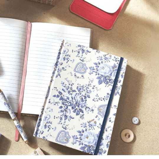 Cath Kidston Premium Hard Cover Note Book - Blue Flowers - Ruby&