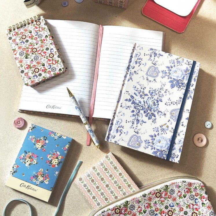 Cath Kidston Premium Hard Cover Note Book - Blue Flowers - Ruby&