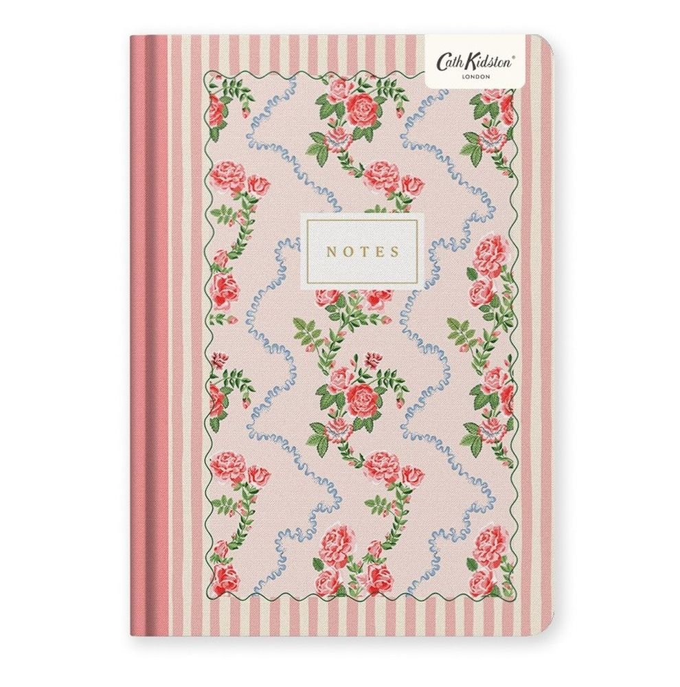 Cath Kidston Premium Hard Cover Note Book - Rose Flutter Stripe - Ruby's Home Store
