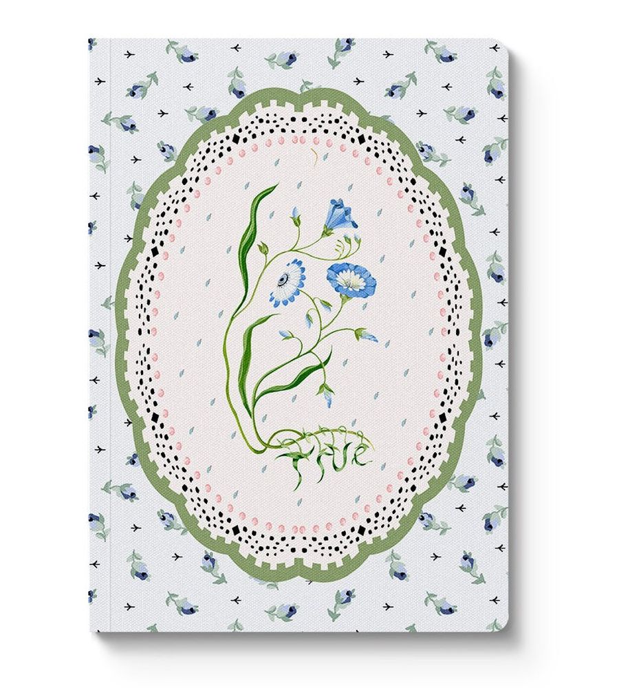 Cath Kidston Textured Soft Cover Note Book - Blue & Cream Roots Vignette - Ruby's Home Store