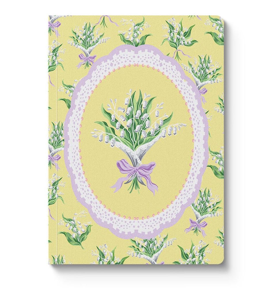 Cath Kidston Textured Soft Cover Note Book - Yellow Lily of the Valley Vignette - Ruby's Home Store