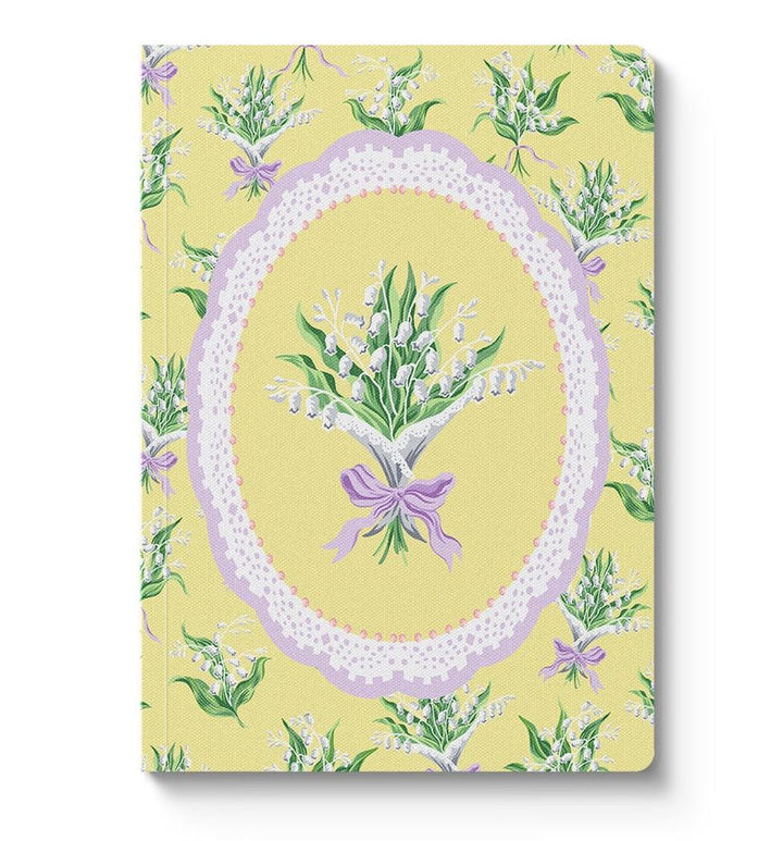 Cath Kidston Textured Soft Cover Note Book - Yellow Lily of the Valley Vignette - Ruby's Home Store