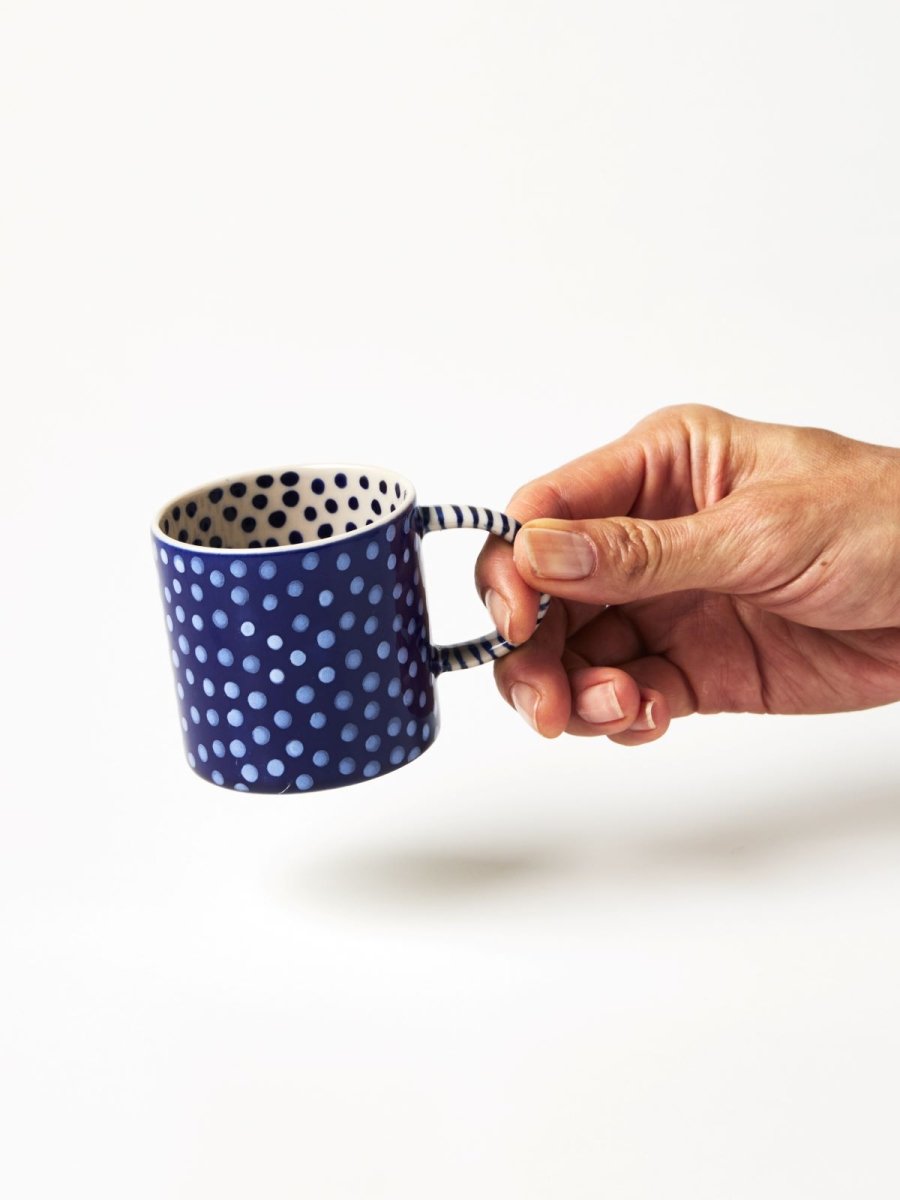 Chino Espresso Cup Navy Spot - Jones & Co - Ruby's Home Store