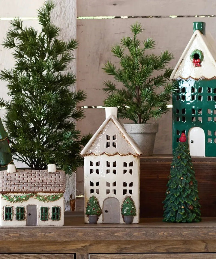 Christmas Tea Light House Stone With Pots - Ruby's Home Store