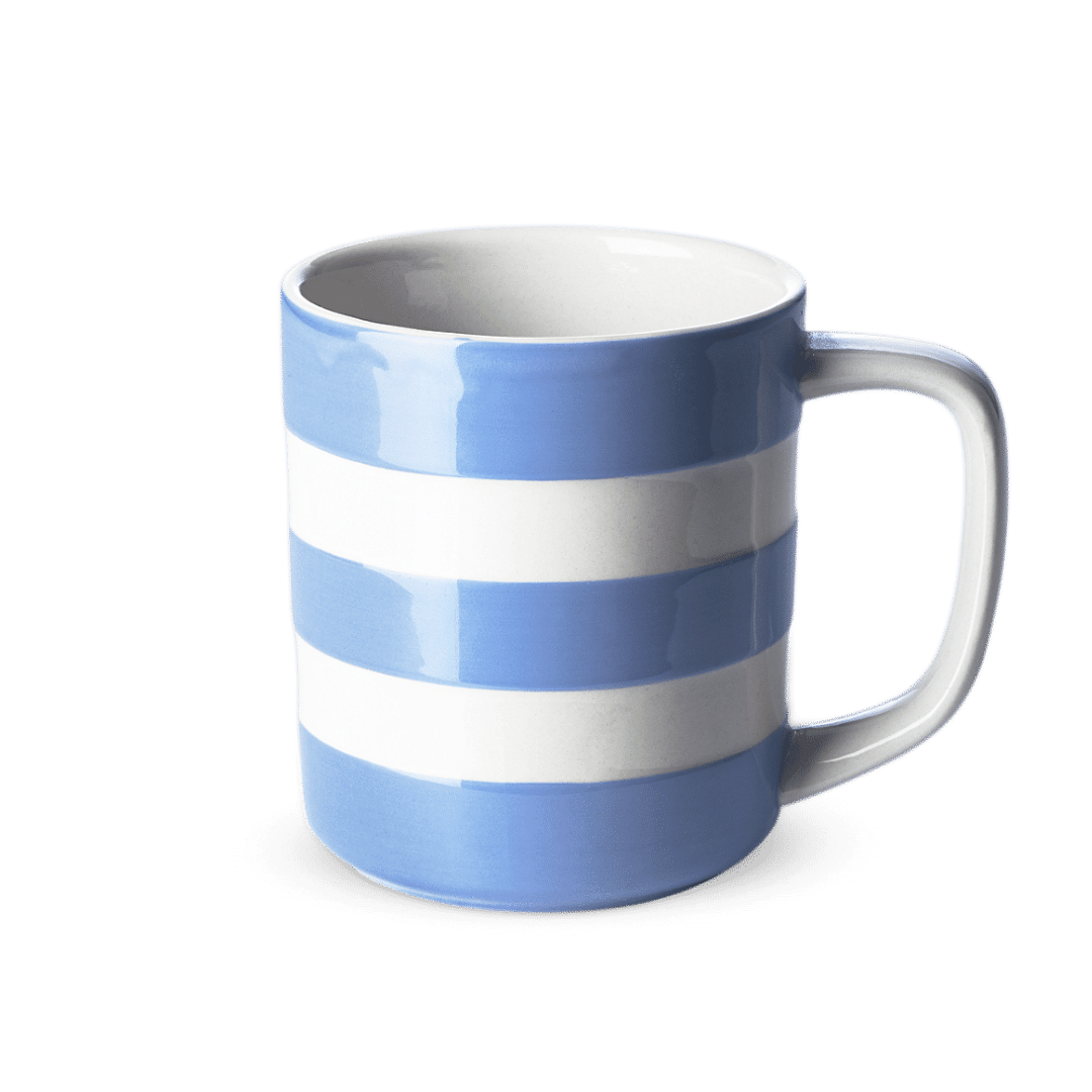 Cornishware blue 10oz striped mug. Rubys Home Store
