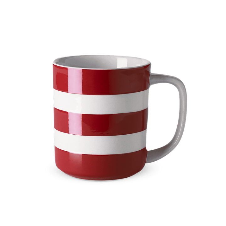 Cornishware red 10oz stripey mug. Ruby's Home Store