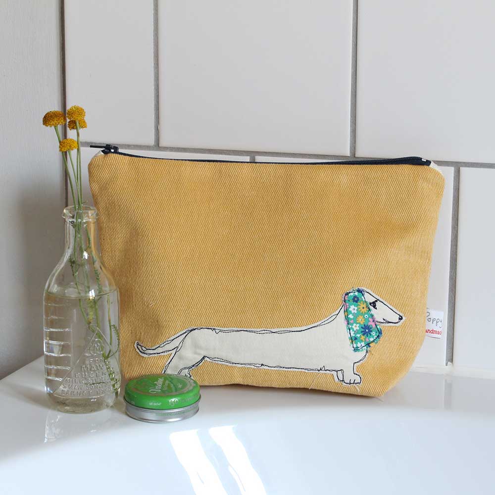 Dachshund Embroidered Make Up Bag - Poppy Treffry - Ruby's Home Store