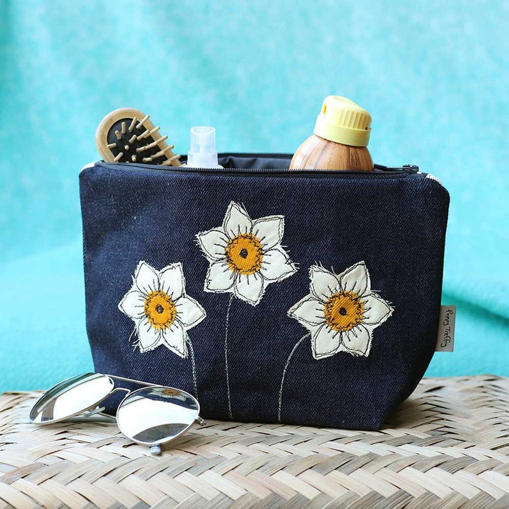 Daffodils Embroidered Make Up Bag - Poppy Treffry - Ruby's Home Store