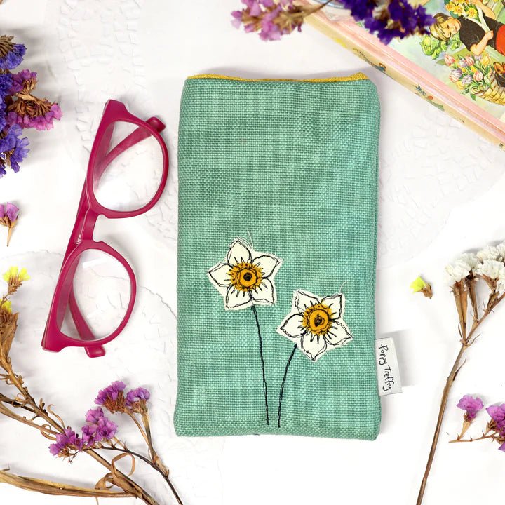 Daffodils Embroidered Phone or Glasses Case - Poppy Treffry - Ruby's Home Store