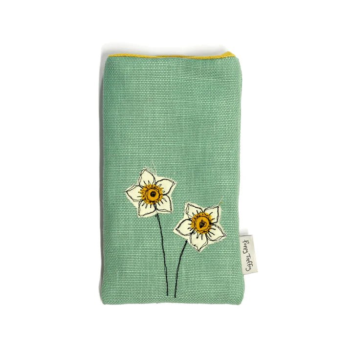 Daffodils Embroidered Phone or Glasses Case - Poppy Treffry - Ruby's Home Store