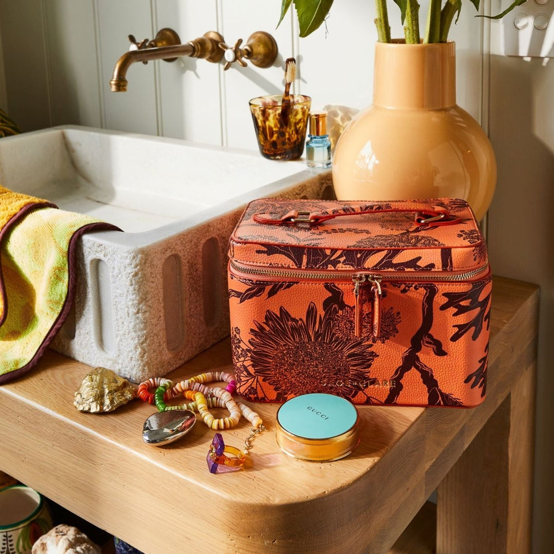 Delphine Large Vanity Case - Vivid Coral - Sage x Clare - Ruby's Home Store