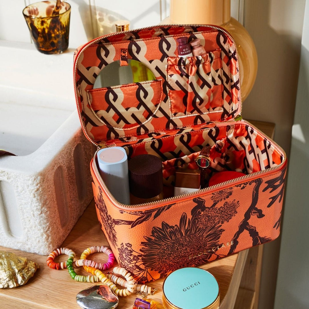 Delphine Large Vanity Case - Vivid Coral - Sage x Clare - Ruby's Home Store