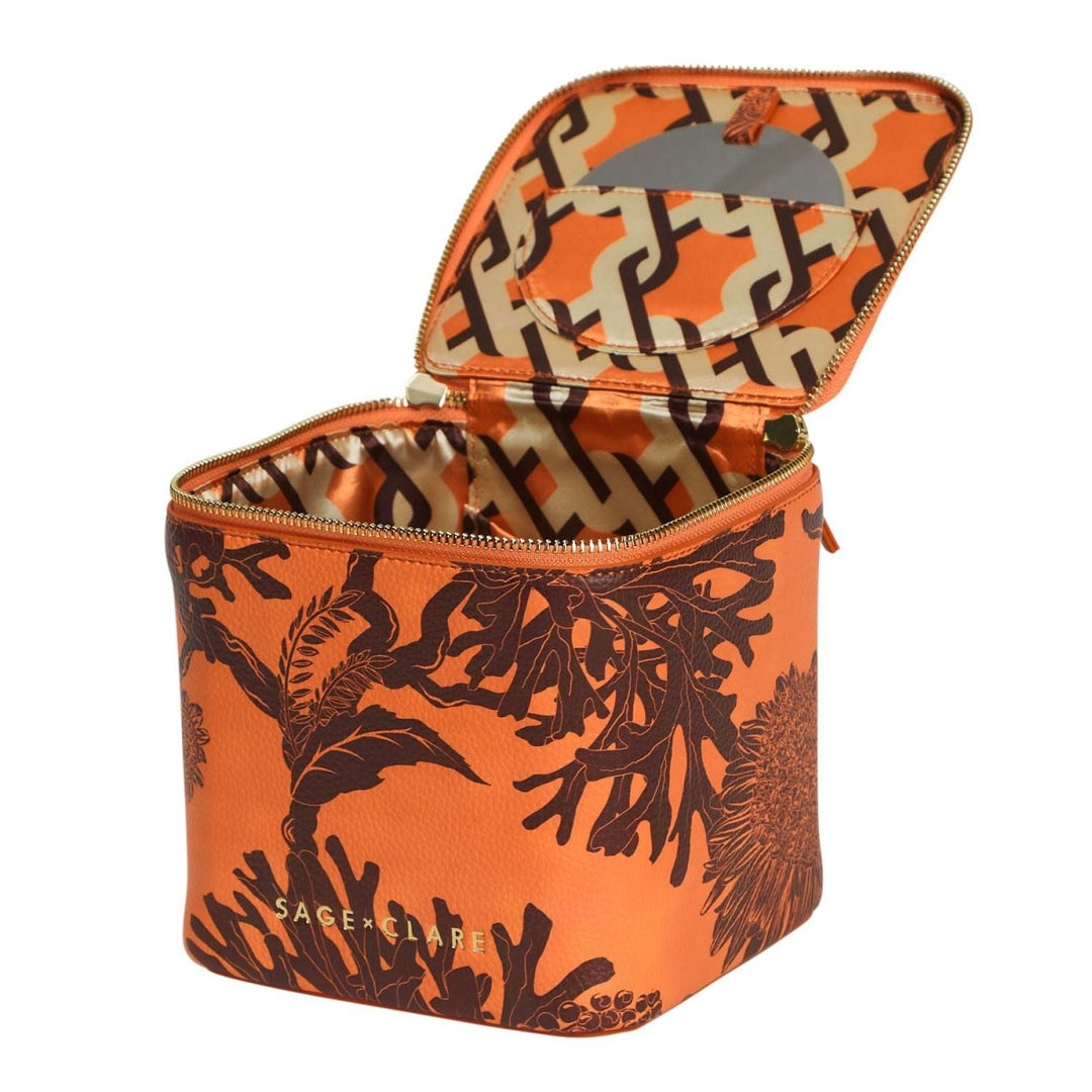 Delphine Small Vanity Case - Vivid Coral - Sage x Clare - Ruby's Home Store