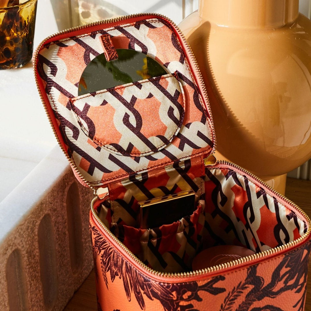 Delphine Small Vanity Case - Vivid Coral - Sage x Clare - Ruby's Home Store