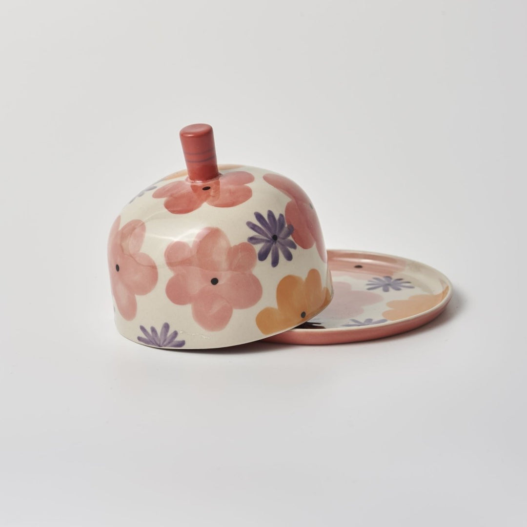 Ditsy Butter Dish Pink - Jones & Co - Ruby's Home Store