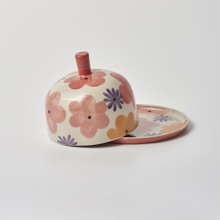 Ditsy Butter Dish Pink - Jones & Co - Ruby's Home Store