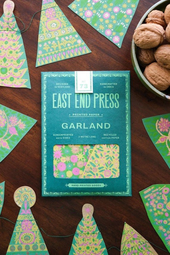 East End Press Mid Century Christmas Trees Sewn Garland - Ruby's Home Store