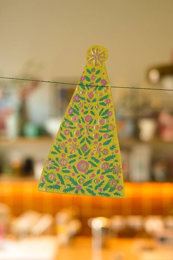 East End Press Mid Century Christmas Trees Sewn Garland - Ruby's Home Store