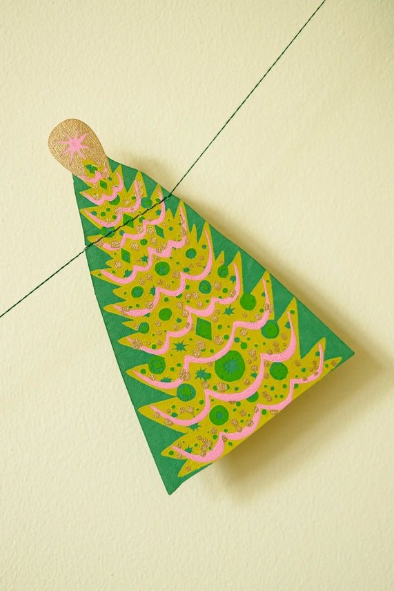 East End Press Mid Century Christmas Trees Sewn Garland - Ruby's Home Store