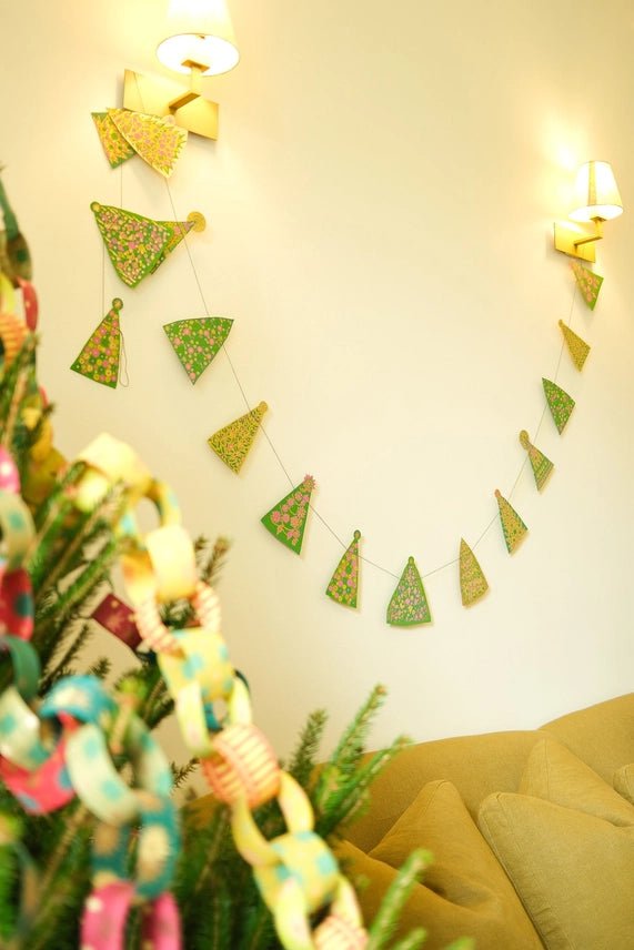 East End Press Mid Century Christmas Trees Sewn Garland - Ruby's Home Store