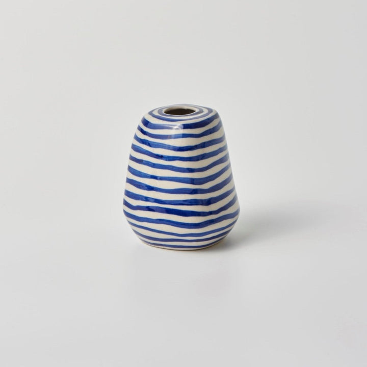 Facet Vase Medium Blue Lines - Jones & Co - Ruby's Home Store