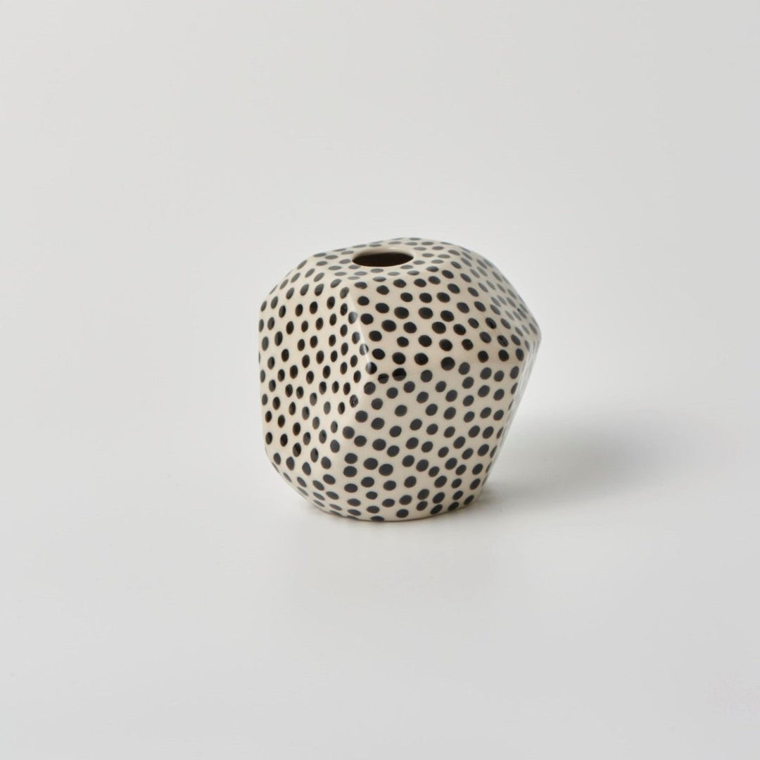 Facet Vase Small Black Sprinkle - Jones & Co - Ruby's Home Store